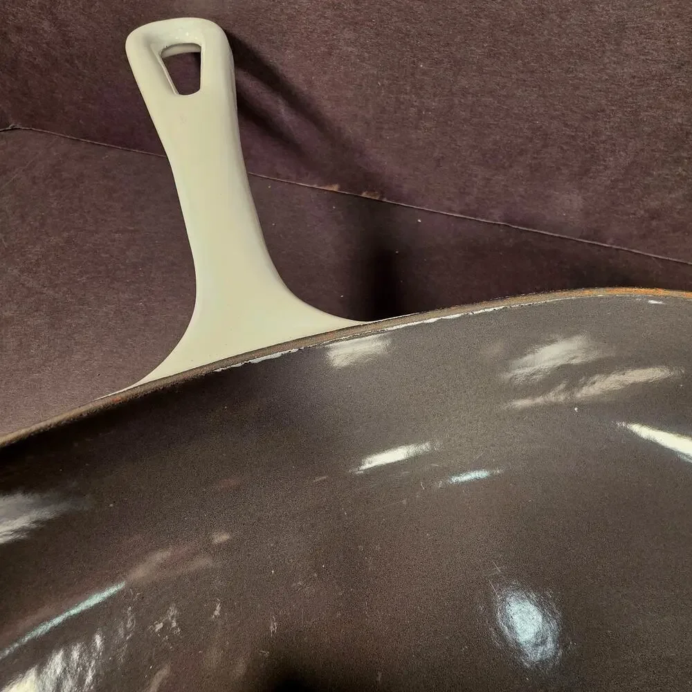 Vintage Le Creuset Oval 40 Skillet White Enameled Cast Iron 12.5